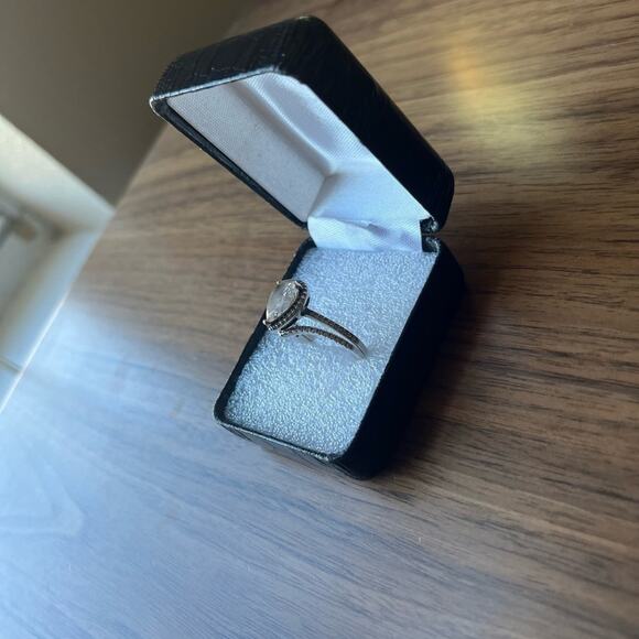 Pandora Sparkling Teardrop Halo 925 ALE Sterling Silver WEDDING Ring Set - Picture 7 of 8